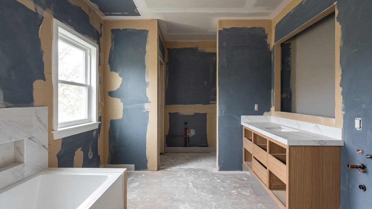 A bathroom in the middle of a remodel